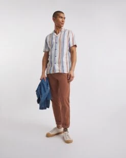 Short Sleeve Revere Collar Stripe Shirt -Jacamo Shop y08vm676736w