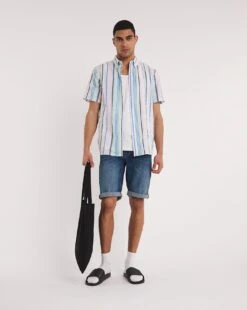 Short Sleeve Pastel Stripe Shirt -Jacamo Shop y08vm758763w