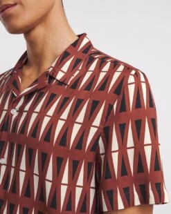 Short Sleeve Geo Revere Collar Shirt -Jacamo Shop y08vm770737w