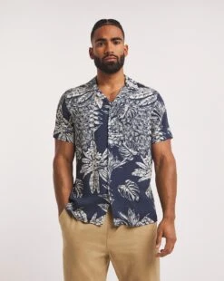 Short Sleeve Ecovero Palm Print Shirt