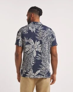 Short Sleeve Ecovero Palm Print Shirt -Jacamo Shop y08vm940727w