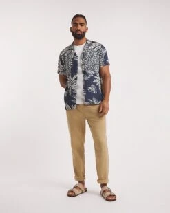 Short Sleeve Ecovero Palm Print Shirt -Jacamo Shop y08vm940728w