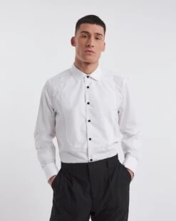 White Cotton Poplin Dinner Shirt