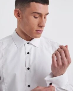 White Cotton Poplin Dinner Shirt -Jacamo Shop y08wv077733w