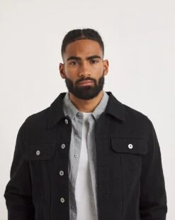 Black Twill Trucker Jacket 7 Black Twill Trucker Jacket -Jacamo Shop y08wz685754w