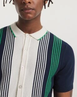 Vertical Stripe Button Up Polo -Jacamo Shop y08yt675735w