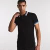 Black Knitted Tipped Polo