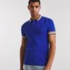 Blue Knitted Tipped Polo