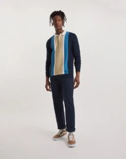 Navy Knit Rugby Polo -Jacamo Shop y08yt719737w