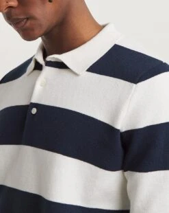 Navy And White Knit Rugby Polo -Jacamo Shop y08yt728737w