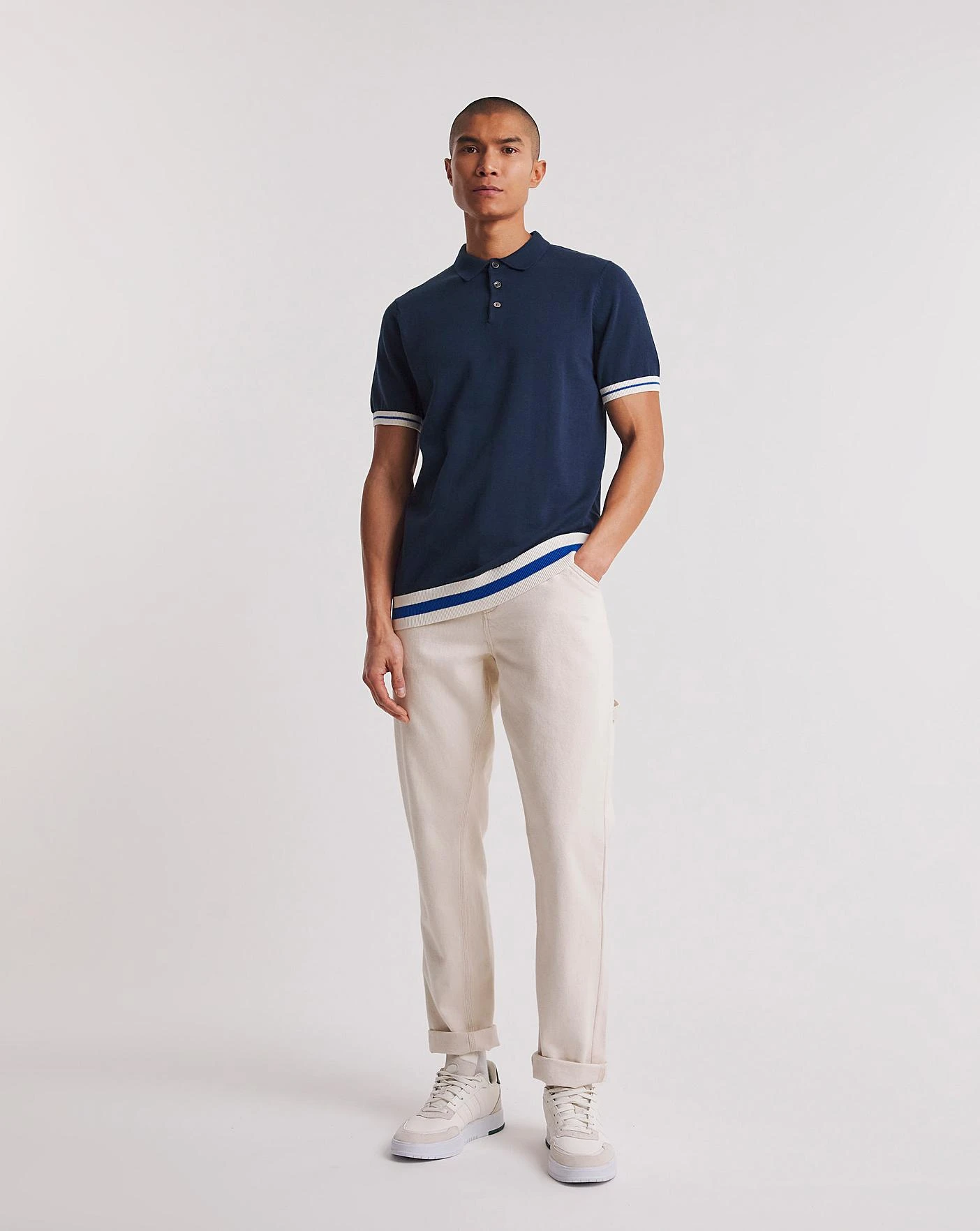 Navy Textured Rib Polo 1 Navy Textured Rib Polo