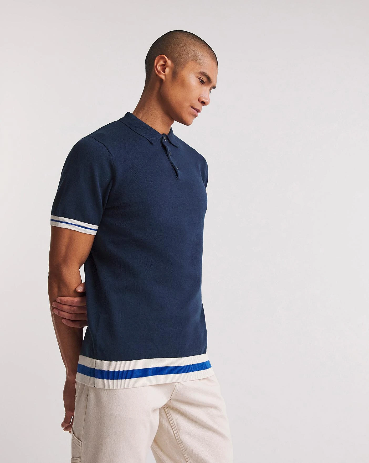 Navy Textured Rib Polo 2 Navy Textured Rib Polo - Image 2